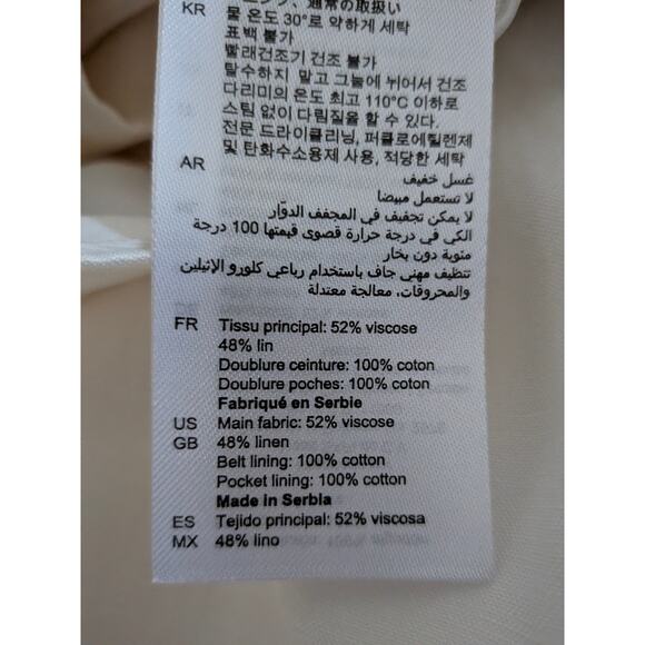 NWT Sandro Paris Wide Leg Linen Blend Pants Ecru FR 40 US 8 Trousers High Waist - Picture 8 of 9